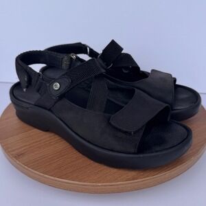 Wolky Black Leather Adjustable Straps Comfort Sandals Size 39 / 8 FAIR